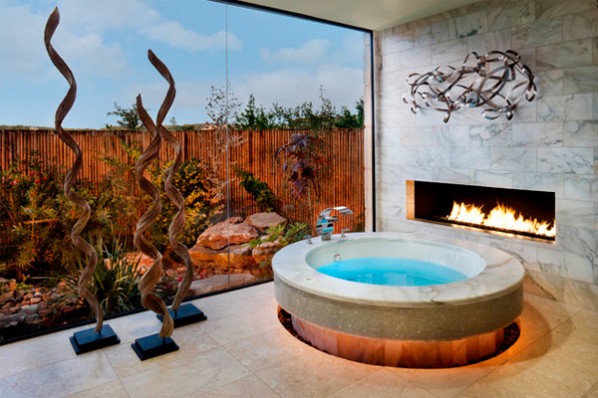 jacuzzi con chimenea fontaneros madrid